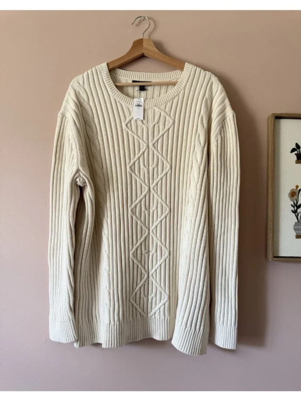 Banana Republic Cotton Fisherman Chunky Knit Crewneck Pullover Sweater XXL NWT